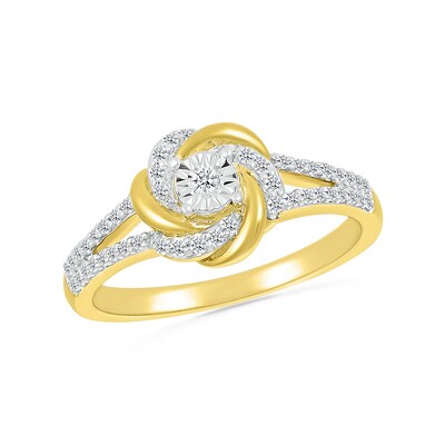 0.18 CT. T.W. Diamond Love Knot Ring in Sterling Silver with 10K Gold Plate