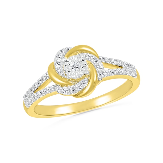 0.18 CT. T.W. Diamond Love Knot Ring in Sterling Silver with 10K Gold Plate