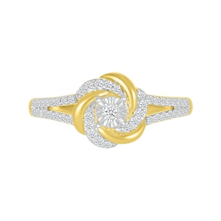 0.18 CT. T.W. Diamond Love Knot Ring in Sterling Silver with 10K Gold Plate