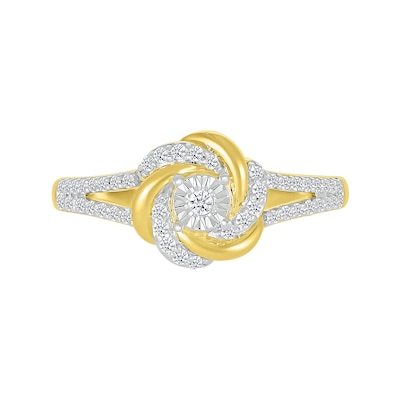 0.18 CT. T.W. Diamond Love Knot Ring in Sterling Silver with 10K Gold Plate