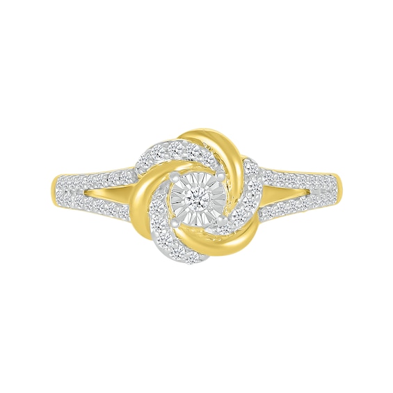 0.18 CT. T.W. Diamond Love Knot Ring in Sterling Silver with 10K Gold Plate