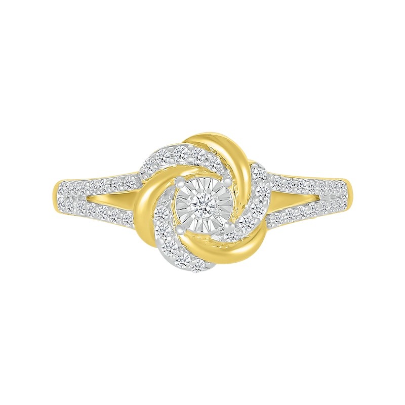 0.18 CT. T.W. Diamond Love Knot Ring in Sterling Silver with 10K Gold Plate|Peoples Jewellers