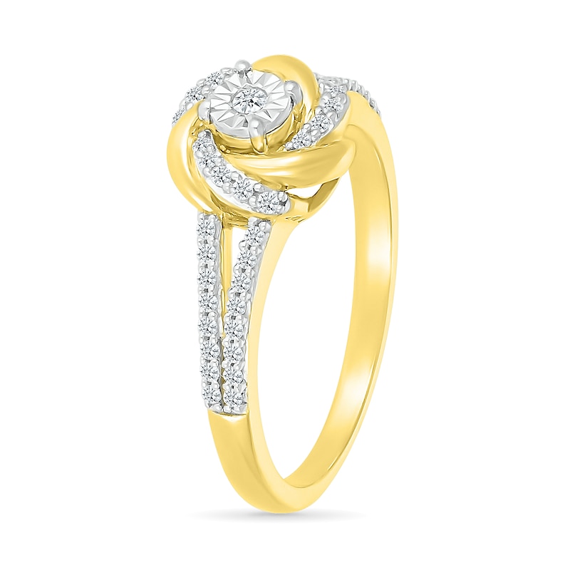 0.18 CT. T.W. Diamond Love Knot Ring in Sterling Silver with 10K Gold Plate|Peoples Jewellers