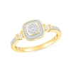 Thumbnail Image 0 of 0.18 CT. T.W. Quad Diamond Cushion Frame Collar Ring in Sterling Silver with 10K Gold Plate