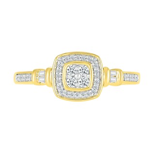 0.18 CT. T.W. Quad Diamond Cushion Frame Collar Ring in Sterling Silver with 10K Gold Plate