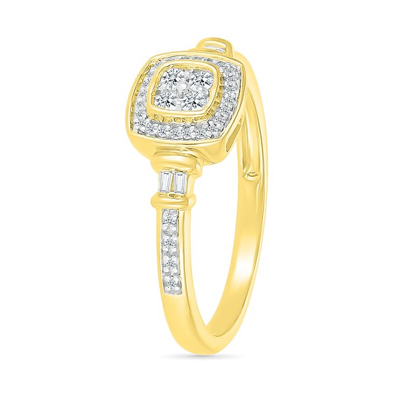 0.18 CT. T.W. Quad Diamond Cushion Frame Collar Ring in Sterling Silver with 10K Gold Plate