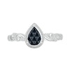 Thumbnail Image 1 of 0.145 CT. T.W. Pear Black Multi-Diamond Teardrop and Scrollwork Ring in Sterling Silver