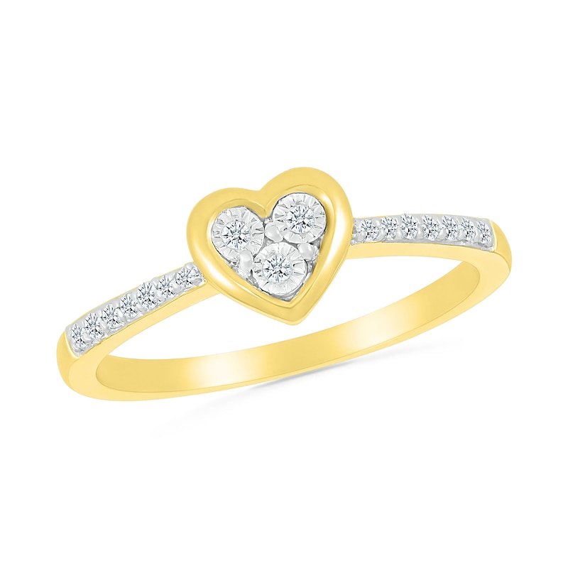 0.085 CT. T.W. Multi-Diamond Heart Ring in Sterling Silver with 10K Gold Plate|Peoples Jewellers