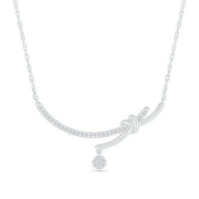 0.23 CT. T.W. Multi-Diamond Dangle Curved Bar Necklace in Sterling Silver