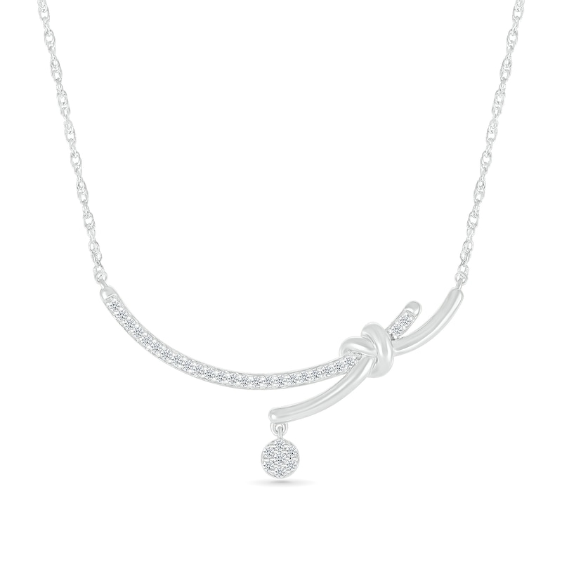 0.23 CT. T.W. Multi-Diamond Dangle Curved Bar Necklace in Sterling Silver|Peoples Jewellers