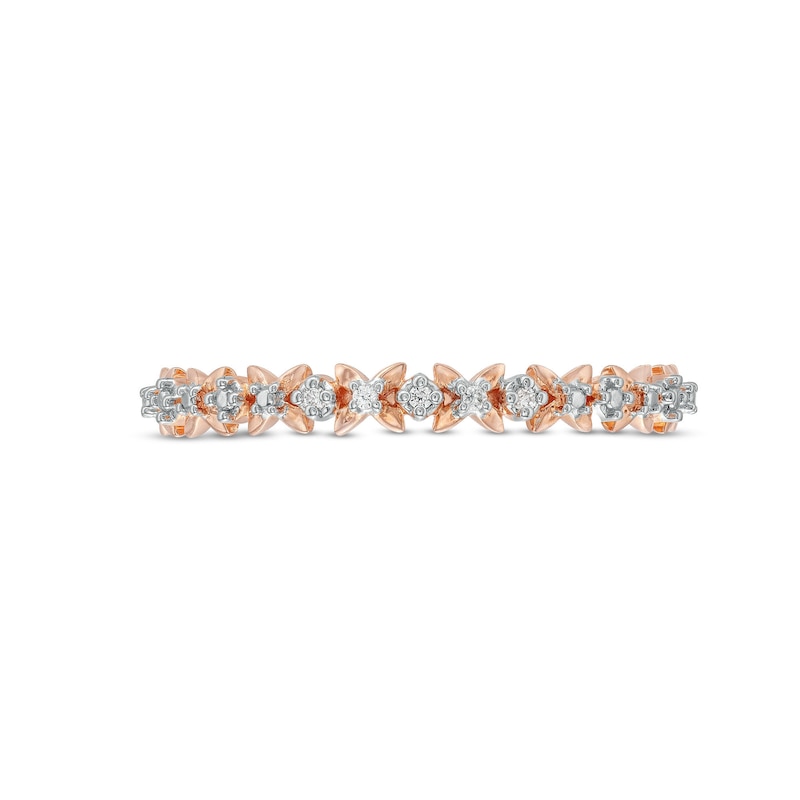 Diamond Accent "X" Flower Band in 10K Rose Gold|Peoples Jewellers