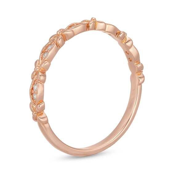 0.04 CT. T.W. Diamond "X" Flower Station Stackable Band in 10K Rose Gold