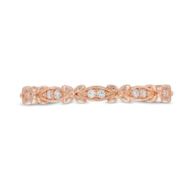 0.04 CT. T.W. Diamond "X" Flower Station Stackable Band in 10K Rose Gold