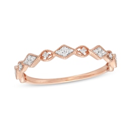 0.065 CT. T.W. Kite Multi-Diamond Vintage-Style Stackable Band in 10K Rose Gold