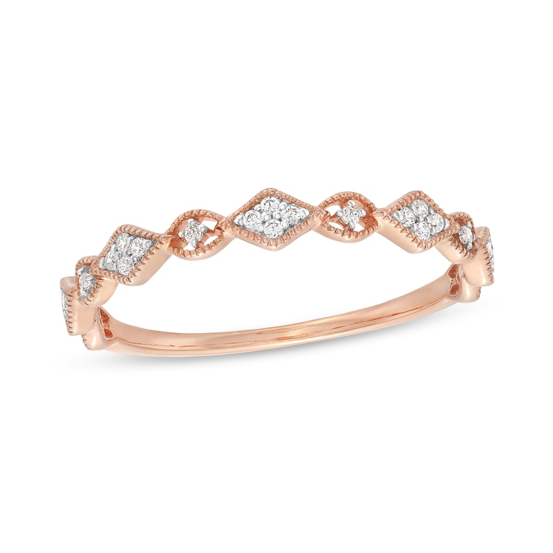 0.065 CT. T.W. Kite Multi-Diamond Vintage-Style Stackable Band in 10K Rose Gold|Peoples Jewellers