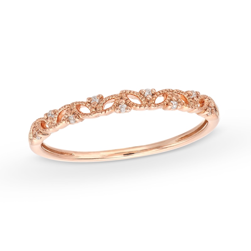 Diamond Accent Vine Vintage-Style Band in 10K Rose Gold|Peoples Jewellers