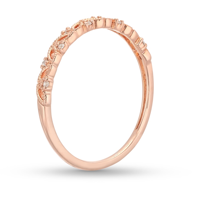 Diamond Accent Vine Vintage-Style Band in 10K Rose Gold