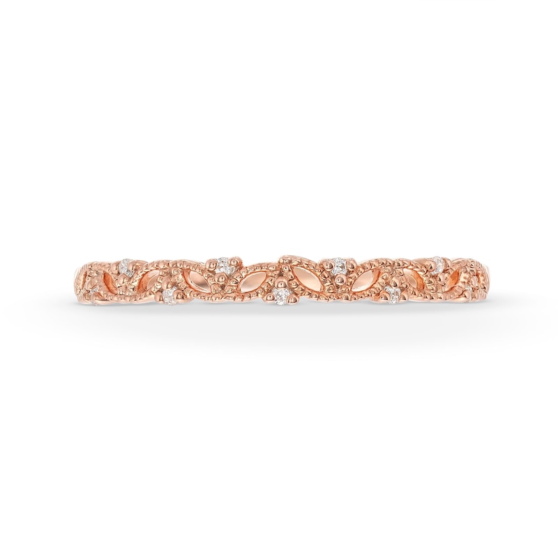 Diamond Accent Vine Vintage-Style Band in 10K Rose Gold