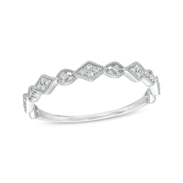 0.065 CT. T.W. Kite Multi-Diamond Vintage-Style Stackable Band in 10K White Gold