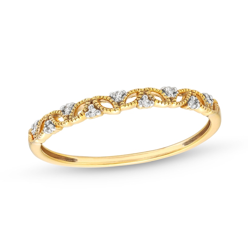 Main Image 1 of Diamond Accent Vine Vintage-Style Band in 10K Gold