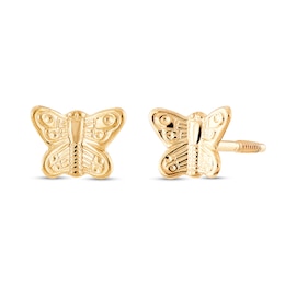 Child's Textured Butterfly Stud Earrings in 14K Gold