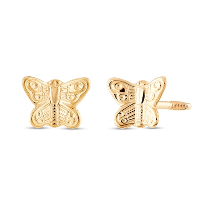 Child's Textured Butterfly Stud Earrings in 14K Gold