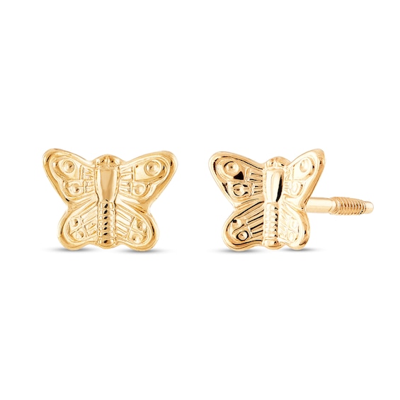 Child's Textured Butterfly Stud Earrings in 14K Gold