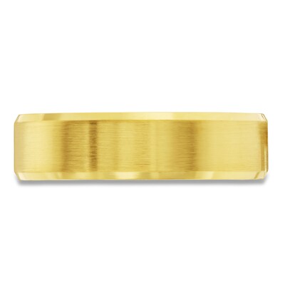 Men's 7.0mm Bevel Edge Satin Finish Band in 18K Gold - Size 10