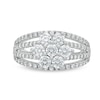 Thumbnail Image 3 of 1.50 CT. T.W. Certified Flower-Shaped Lab-Created Multi-Diamond Multi-Row Ring in 14K White Gold (I/SI2)