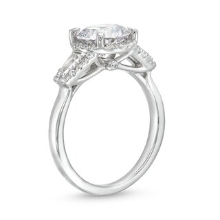 2.40 CT. T.W. Certified Lab-Created Diamond Frame Sideways Three Stone Engagement Ring in 14K White Gold (F/SI2)