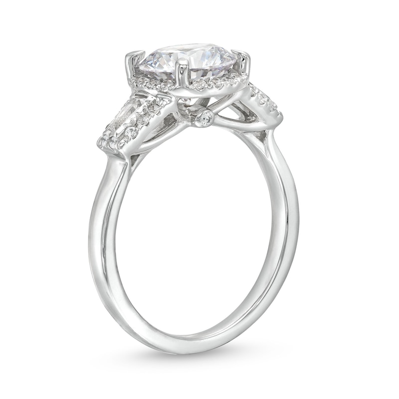 2.40 CT. T.W. Certified Lab-Created Diamond Frame Sideways Three Stone Engagement Ring in 14K White Gold (F/SI2)|Peoples Jewellers