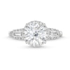 2.40 CT. T.W. Certified Lab-Created Diamond Frame Sideways Three Stone Engagement Ring in 14K White Gold (F/SI2)