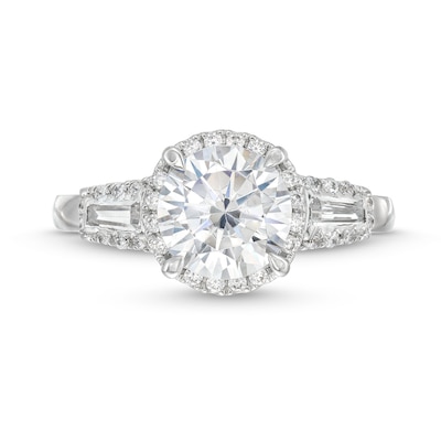 2.40 CT. T.W. Certified Lab-Created Diamond Frame Sideways Three Stone Engagement Ring in 14K White Gold (F/SI2)