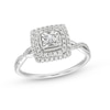 Thumbnail Image 1 of 0.25 CT. T.W. Princess-Cut Diamond Miracle Cushion Frame Vintage-Style Engagement Ring in 10K White Gold