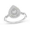 Thumbnail Image 0 of 0.25 CT. T.W. Diamond Miracle Teardrop Frame Vintage-Style Engagement Ring in 10K White Gold