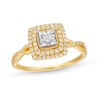 Thumbnail Image 1 of 0.25 CT. T.W. Princess-Cut Diamond Miracle Cushion Frame Vintage-Style Engagement Ring in 10K Gold