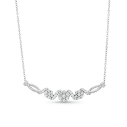 0.50 CT. T.W. Multi-Diamond Cascading Necklace in Sterling Silver - 17&quot;