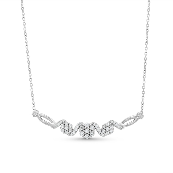 0.50 CT. T.W. Multi-Diamond Cascading Necklace in Sterling Silver - 17"