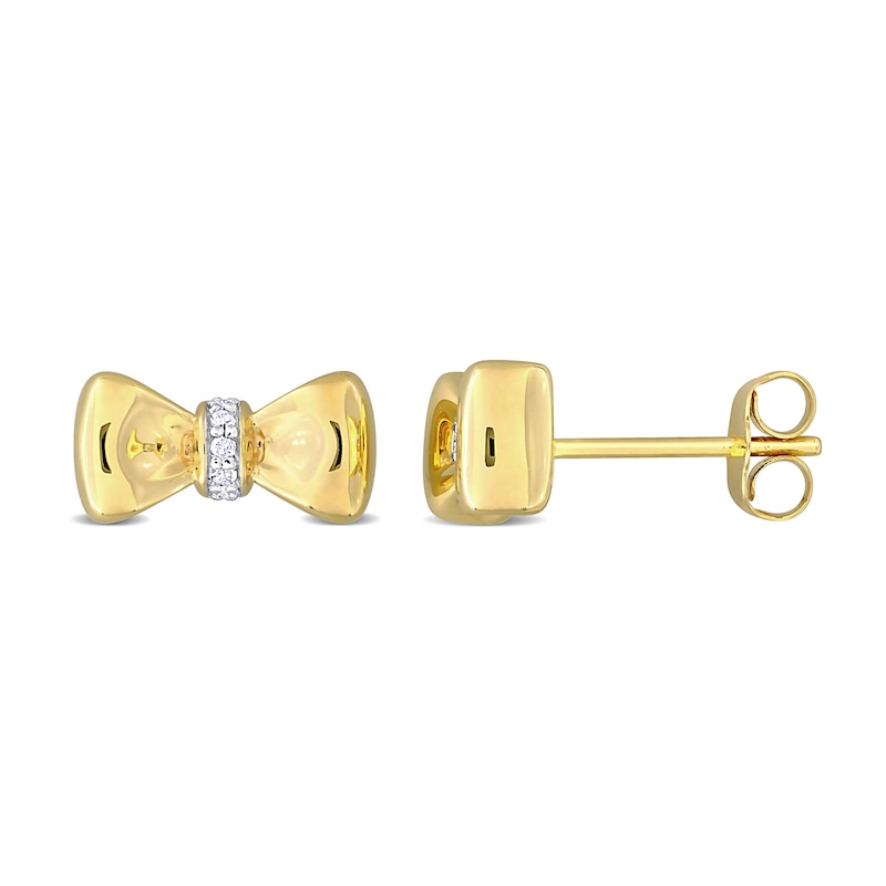Eternally Bonded 0.04 CT. T.W. Diamond Collar Bow Tie Stud Earrings in 14K Gold|Peoples Jewellers