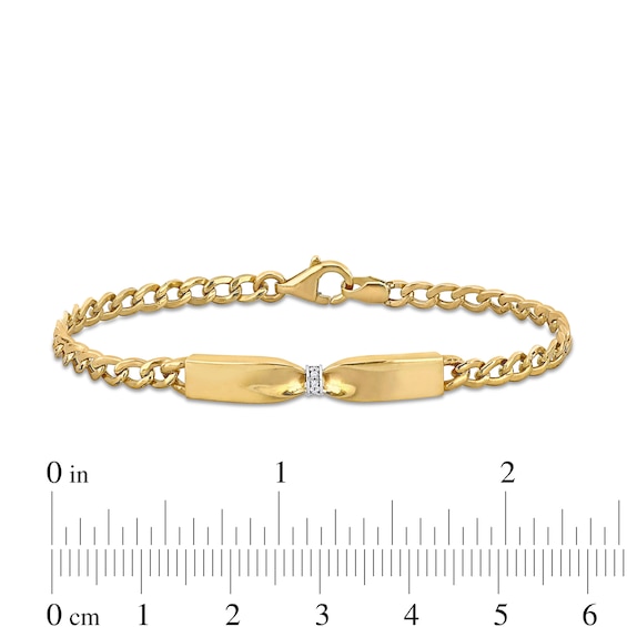 Eternally Bonded 0.04 CT. T.W. Diamond Collar Tie Bar Bracelet in 14K Gold - 7.25"