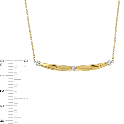 Eternally Bonded 0.04 CT. T.W. Diamond Collar Tie Sideways Bar Necklace in 14K Gold - 16"