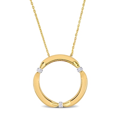 Eternally Bonded 0.05 CT. T.W. Diamond Collar Tie Circle Pendant in 14K Gold