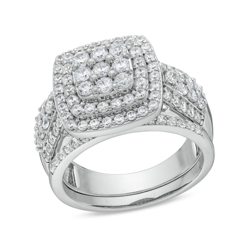 1.29 CT. T.W. Cushion Multi-Diamond Bow-Tie Bridal Set in 10K Gold|Peoples Jewellers