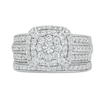 1.23 CT. T.W. Cushion Multi-Diamond Triple Row Bridal Set in 10K Gold