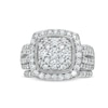 1.95 CT. T.W. Cushion Multi-Diamond Frame Split Shank Vintage-Style Bridal Set in 10K Gold