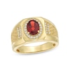 Men's Oval Garnet and 0.25 CT. T.W. Diamond Square-Top Nugget Ring in 10K Gold