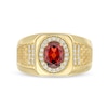 Thumbnail Image 3 of Men's Oval Garnet and 0.25 CT. T.W. Diamond Square-Top Nugget Ring in 10K Gold