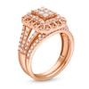 Thumbnail Image 2 of 1.45 CT. T.W. Diamond Cushion Triple Row Octagon Frame Bridal Set in 10K Rose Gold