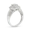 0.50 CT. T.W. Princess-Cut Multi-Diamond Cushion Frame Vintage-Style Engagement Ring in 10K White Gold