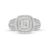 0.50 CT. T.W. Princess-Cut Multi-Diamond Cushion Frame Vintage-Style Engagement Ring in 10K White Gold